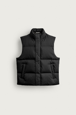 ZARA СТЕГАНЫЙ ЖИЛЕТ REGULAR FIT, ЧЕРНЫЙ