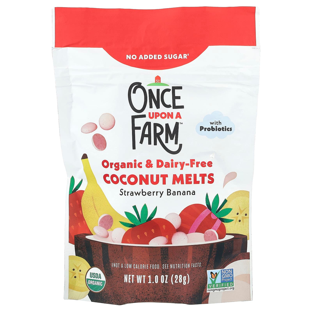 Once Upon A Farm, Organic Coconut Melts, для малышей, клубника и банан, 28 г (1 унция)