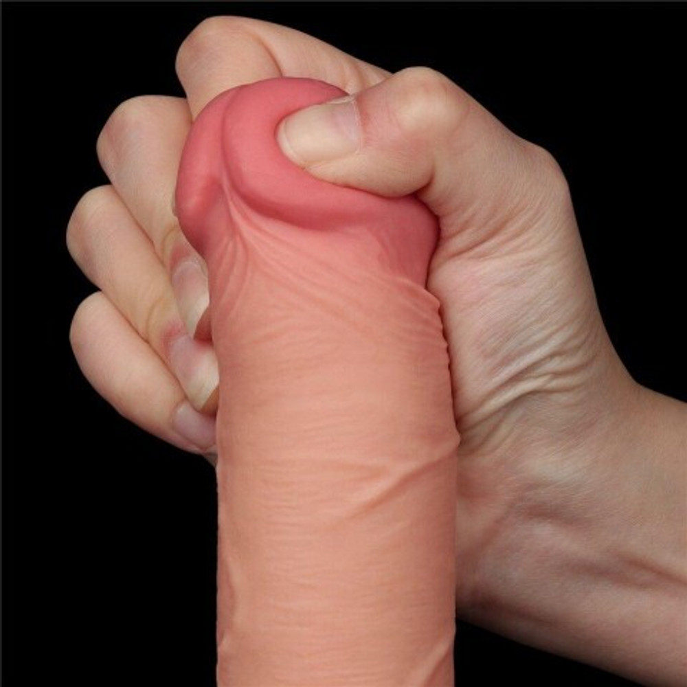 Реалистичный фаллоимитатор Lovetoy Sliding Skin (20×3,8 см) с двойной плотностью бежевый