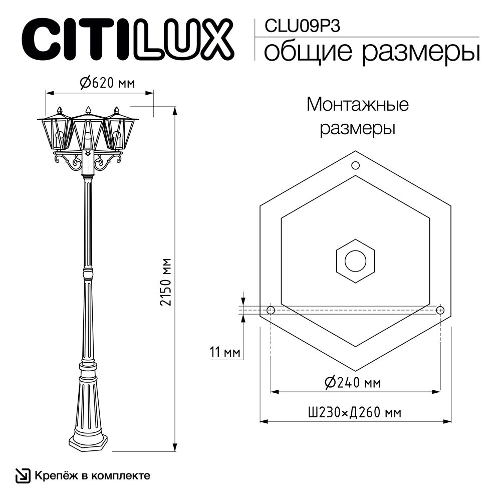Citilux FORTS CLU09P3 Уличный парковый светильник