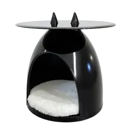 Столик журнальный с домиком Cat House черный глянец