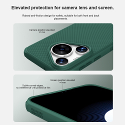 Чехол зеленого цвета (Deep Green) от Nillkin c поддержкой зарядки MagSafe для Huawei Pura 70 Pro и Pura 70 Pro+, серия Super Frosted Shield Pro Magnetic Case