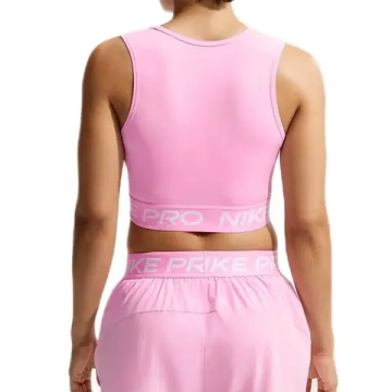 Женский топ теннисный Nike Pro Dri-Fit Cropped - pink rise/white
