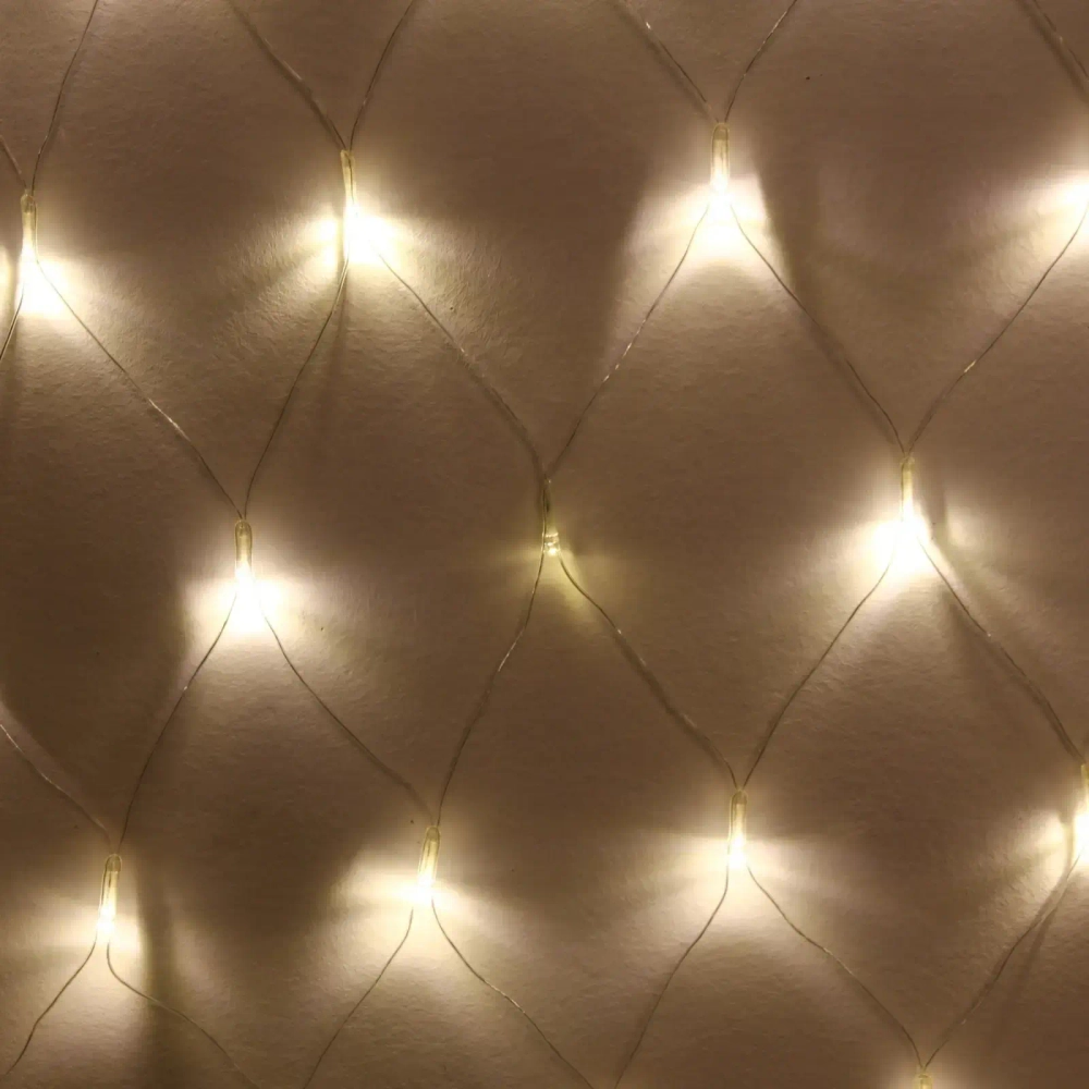 Гирлянда для улицы СЕТКА «Мерцание» ш2,0* в1,5 м 192 ламп LED, прозр.пров,1 реж.,IP-54, Теплый белый (возможность соединения)