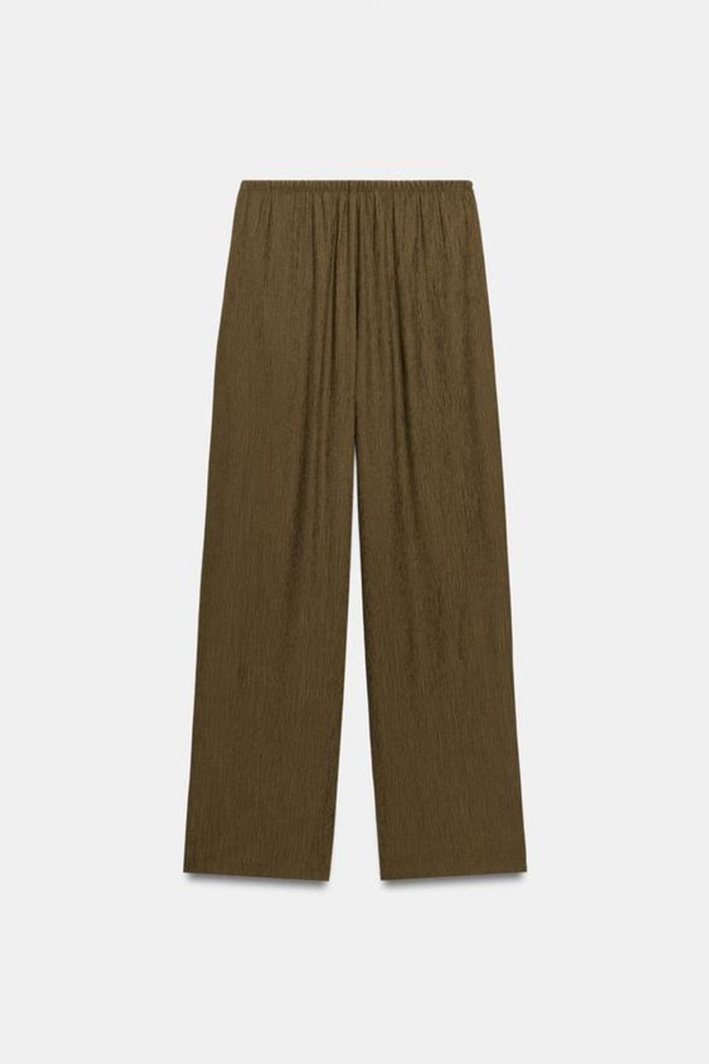 ZARA БРЮКИ ПРЯМОГО КРОЯ ИЗ СТРУЯЩЕЙСЯ ТКАНИ, ОЛИВКОВЫЙ