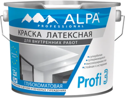 Краска для стен и потолков латексная Alpa Profi 3 глубокоматовая супербелая  2,5 л