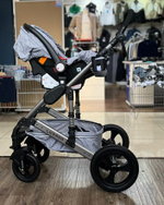 Коляска-трансформер 3В1 с автолюлькой Luxmom 555 Серый текстиль