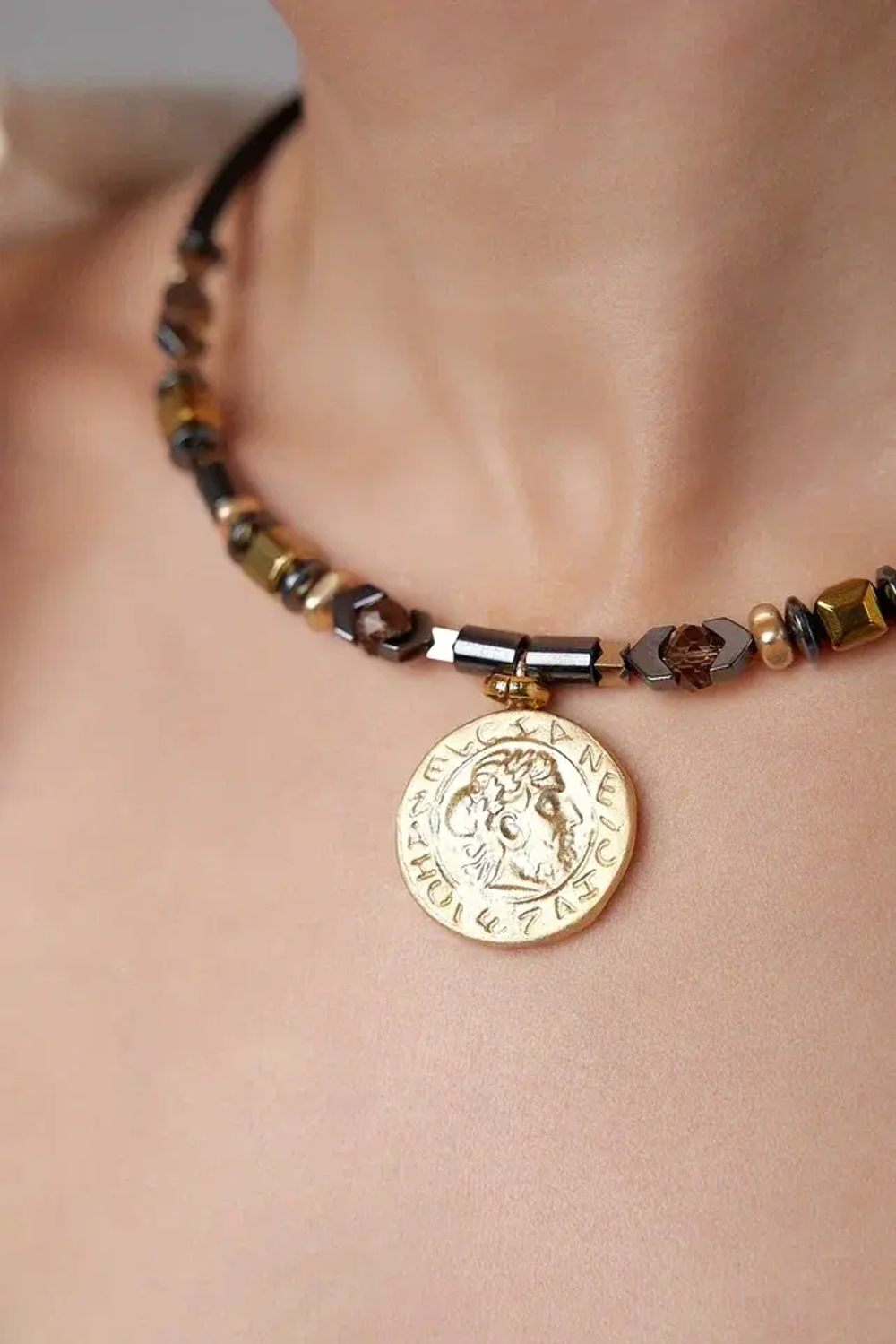 Coins Frame black gem Чокер арт.2100