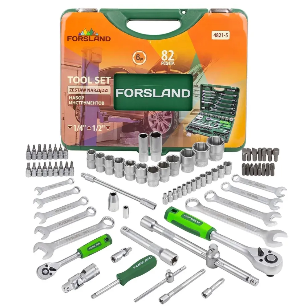 Набор инструментов 82пр.1/4'',1/2''(6гр.)(4-32мм) Forsland Forsland-4821-5