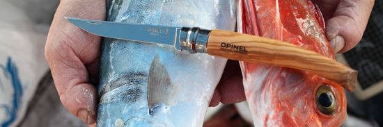 Складной нож филейный Opinel №12, нержавеющая сталь, рукоять оливковое дерево, 001145 c клинком из стали Sandvik™ 12С27