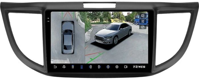 Магнитола для Honda CR-V 4 2012-2016 (большая рамка 9) - Teyes CC3-2K-360 на Android 10, Быстрая, 2K QLED, CarPlay, 4G SIM-слот, 4 камеры в комплекте