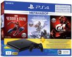 Sony PlayStation 4 Slim 1 ТБ GTS/HZD/SpiderM/PS+ 3мес