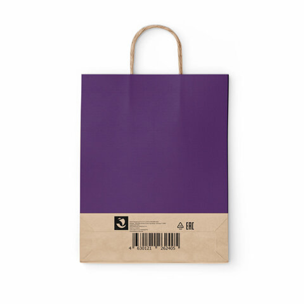 Крафт пакет бумажный Dark violet 26х15х35см с кручеными ручками, 80 гр/м2, моноцвет, 112405