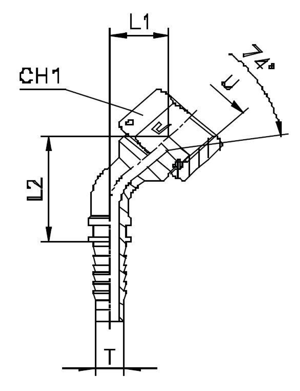 Фитинг DN 25 JIC (Г) 1.5/8 (45) (штифтованная гайка)