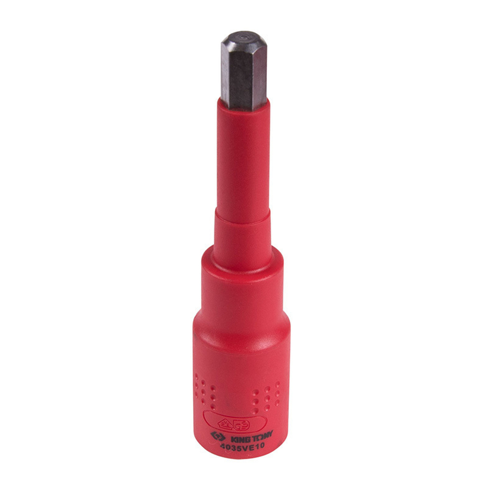 KING TONY (4035VE10) Насадка (бита) торцевая диэлектрическая 1/2", HEX, 10 мм, L = 120 мм