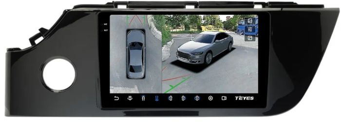 Магнитола для KIA Rio 4, Rio X 2020-2022, Solaris KRS/KRX (штатная КЗВ, рамка глянец) - Teyes CC3-2K-360 монитор 9.5" 2K QLED на Android 10, Быстрая, CarPlay, 4G SIM-слот, 4 камеры в комплекте