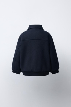 ZARA КУРТКА ИЗ СМЕСОВОЙ ШЕРСТИ, МОРСКОЙ СИНИЙ