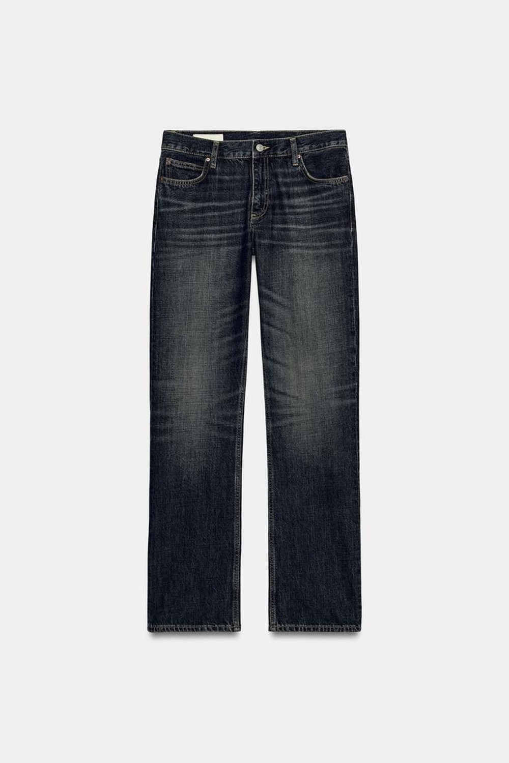 ZARA ДЖИНСЫ TRF STRAIGHT FIT СО СРЕДНЕЙ ПОСАДКОЙ, МОРСКОЙ СИНИЙ