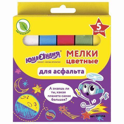 Мел цветной 5 цветов "Юнладник и космос" квадратный (Юнландия)