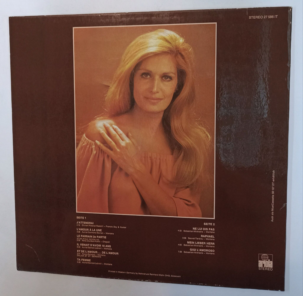 Винтажная виниловая пластинка LP Dalida Jattendrai (Germany 1976)