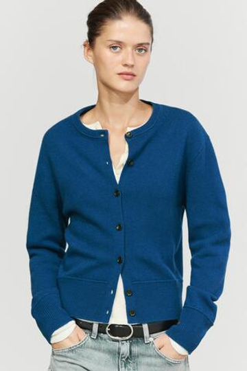 Massimo Dutti Короткий кардиган из 100% шерсти, синий