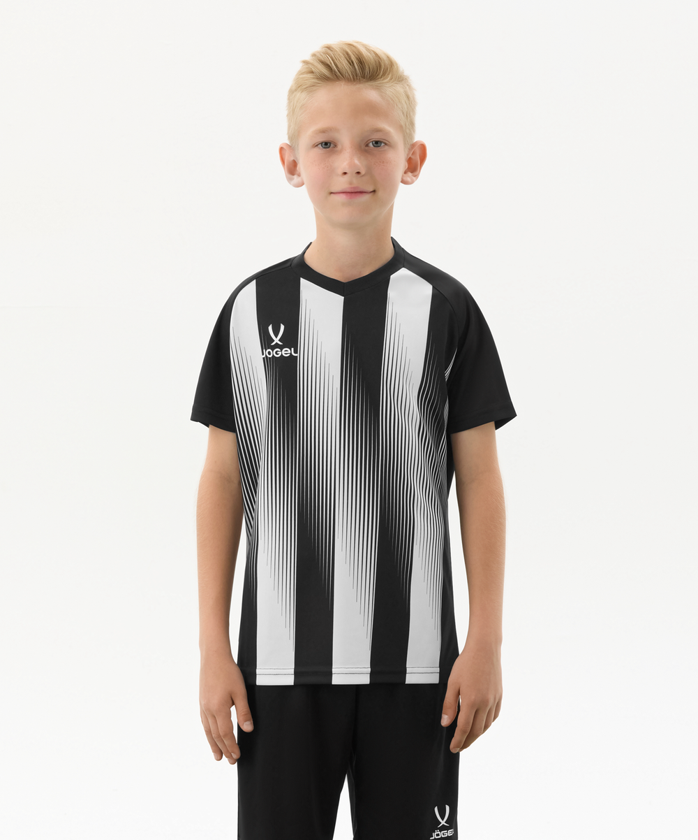 Футболка игровая Jogel Camp Striped Jersey-K, черный 99/белый 00