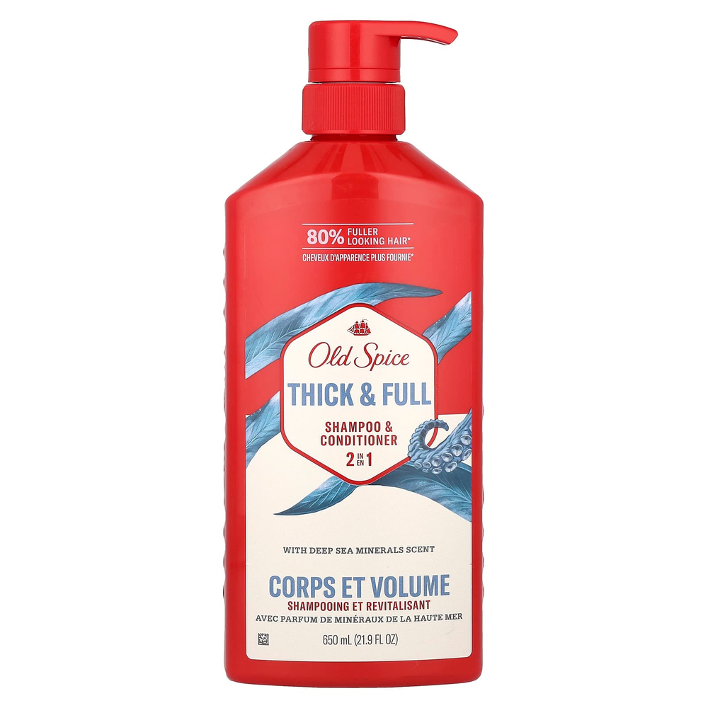 Old Spice, Шампунь и кондиционер 2 в 1, густой и насыщенный, с глубоководными минералами, 650 мл (21,9 жидк. Унции)