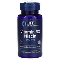 Life Extension, Niacin (Vitamin B3) 500 mg, 100 capsules | Niatsin, 500 mg, 100 kapsula