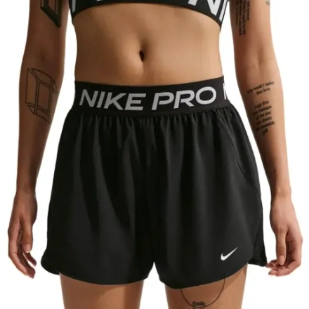 Женские теннисные шорты Nike Pro Dri-Fit Mid Rise Brief Lined 3in Woven - black/white