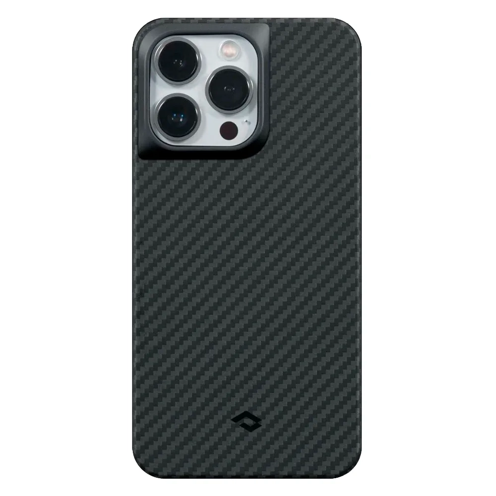 Чехол из арамидного волокна с поддержкой MagSafe PITAKA MagEZ Case Pro 3 1500D для iPhone 14 Pro, Black / Grey Twill (Cаржевое переплетение)