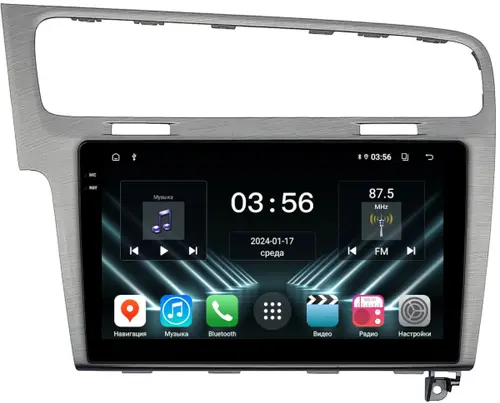 Магнитола для Volkswagen Golf 7 2012-2020 (рамка серебро) - FarCar S280 монитор 10.36" IPS на Android 13, CarPlay
