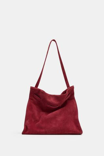 ZARA СРЕДНЯЯ ЗАМШЕВАЯ СУМКА, ЧЕРЕПИЧНО-КОРИЧНЕВЫЙ