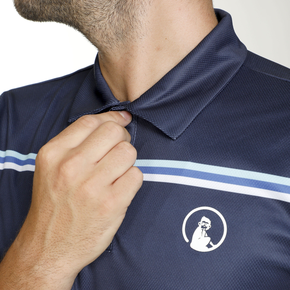 Мужское теннисное поло Quiet Please Ocean AOP Stripe Tournament Polo Men - Blue