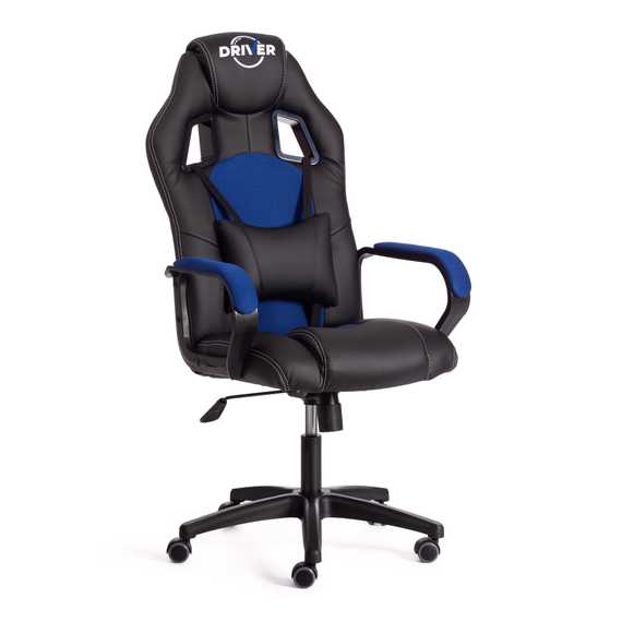 Кресло Драйвер/Driver (22) кож/зам/ткань, черный/синий, 36-6/TW-10