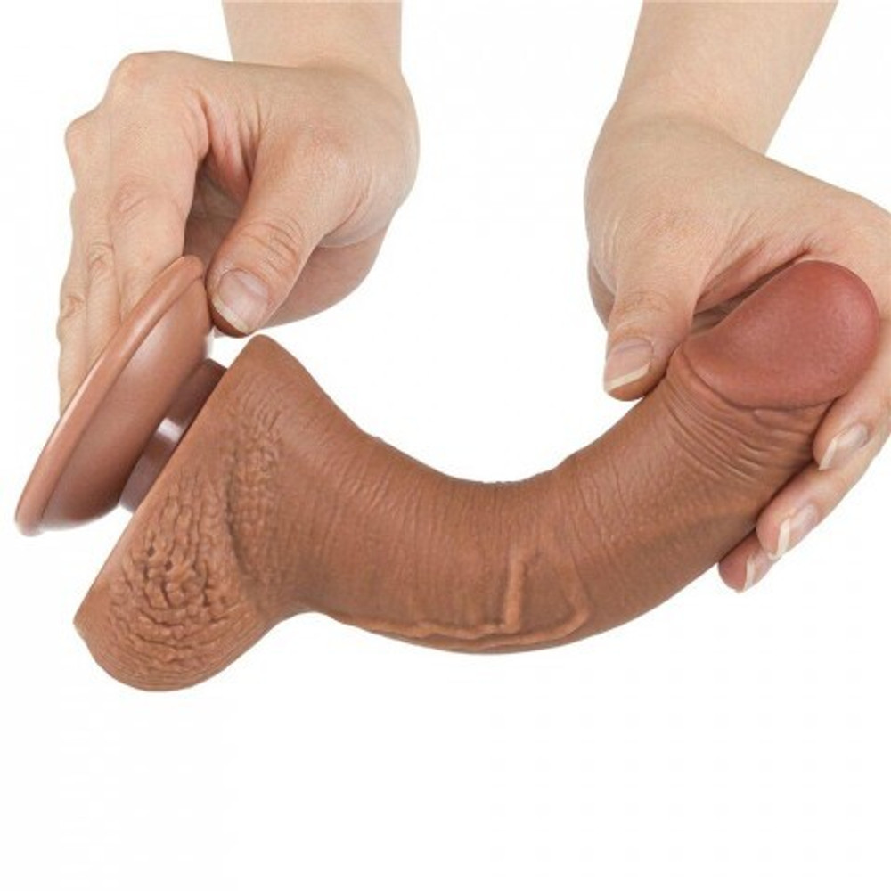 Реалистичный фаллоимитатор Lovetoy Sliding Skin (19,5×3,5 см) коричневый с двойной плотностью