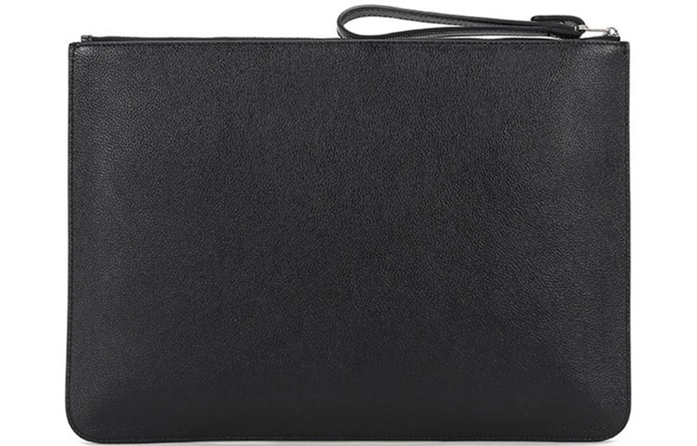 Balenciaga Leather Document Bag Clutch Men"s Black White