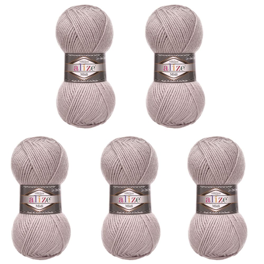 Пряжа Alize (Ализе) Superlana Midi / уп.5 мот. по 100 г, 170м, 652 пепельный A