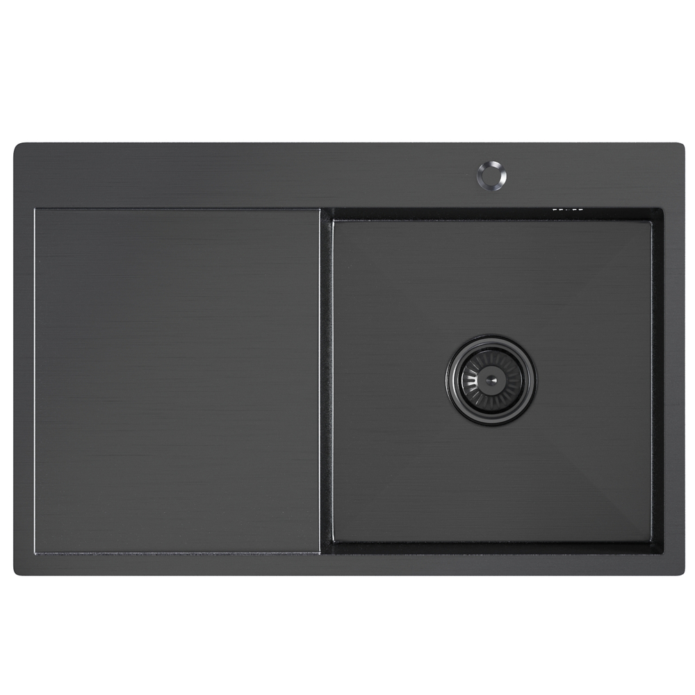 Кухонная мойка 78х50  прав. вып 3 1/2  MIXLINE PRO 20см с сифоном черный графит (552923)