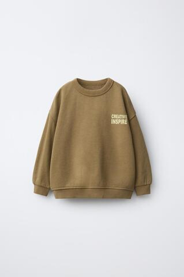 ZARA ТОЛСТОВКА С НАДПИСЬЮ, ХАКИ