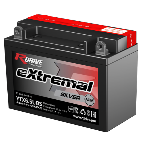 Купить Аккумулятор мото RDRIVE eXtremal Silver 6,5 А/ч R+
