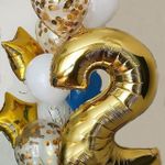 Шар (40"/102 см) Цифра, 2, Золото, в упаковке