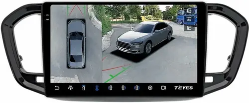 Магнитола для Lada Vesta NG 2023+ (ШГУ, рамка черная глянцевая 9) - Teyes CC3-2K-360 на Android 10, Быстрая, 2K QLED, CarPlay, 4G SIM-слот, 4 камеры в комплекте