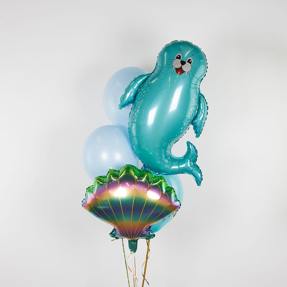 Шар (21''/53 см) Фигура, Морская ракушка, Радужный, Градиент, 1 шт.