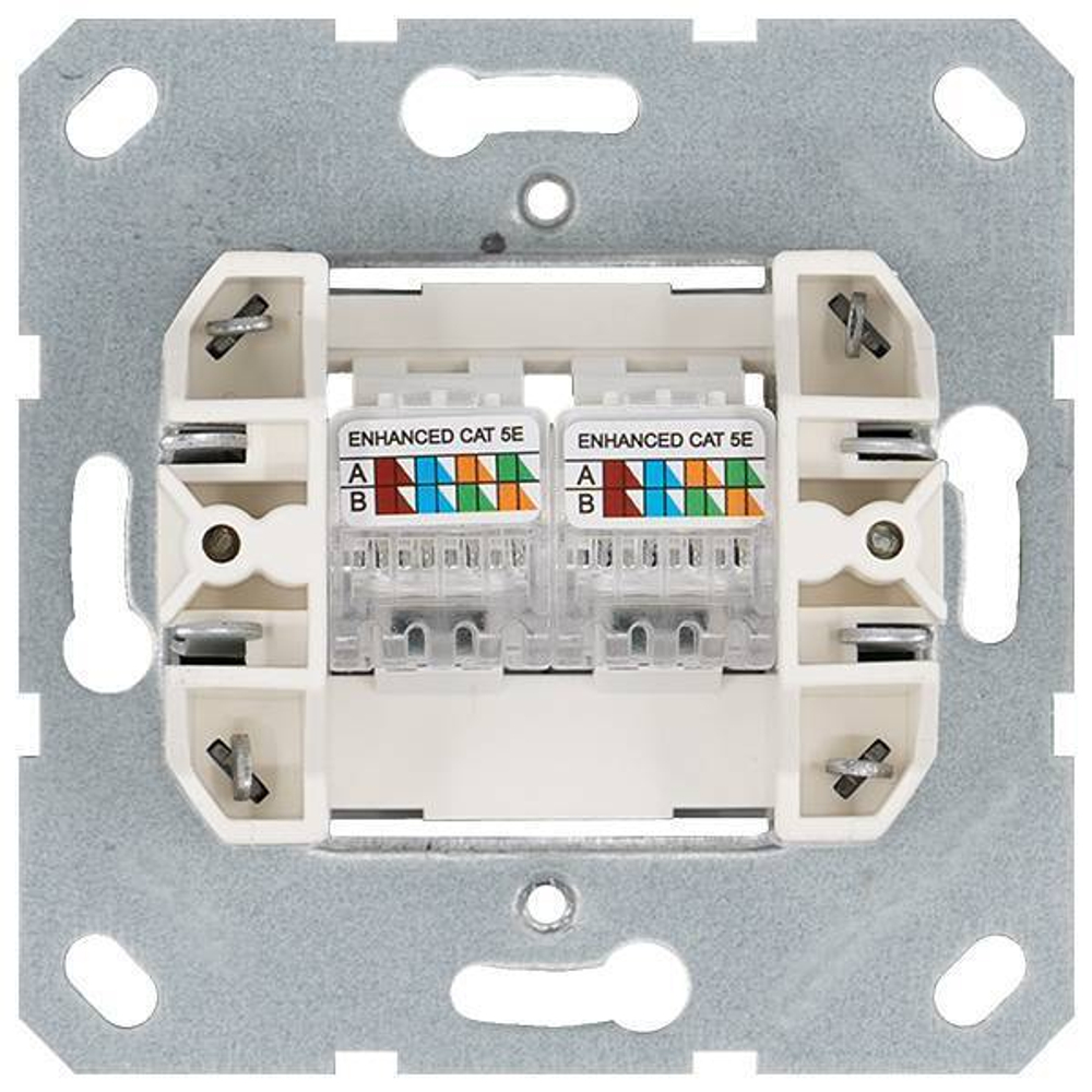 Интернет-розетка RJ45 двойная с накладкой, цвет Мокко