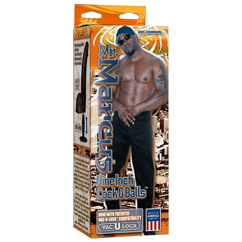 Реалистичный фаллоимитатор Mr. Marcus 9 R5 Cock & Balls - 22,86 см. (Цвет: коричневый)