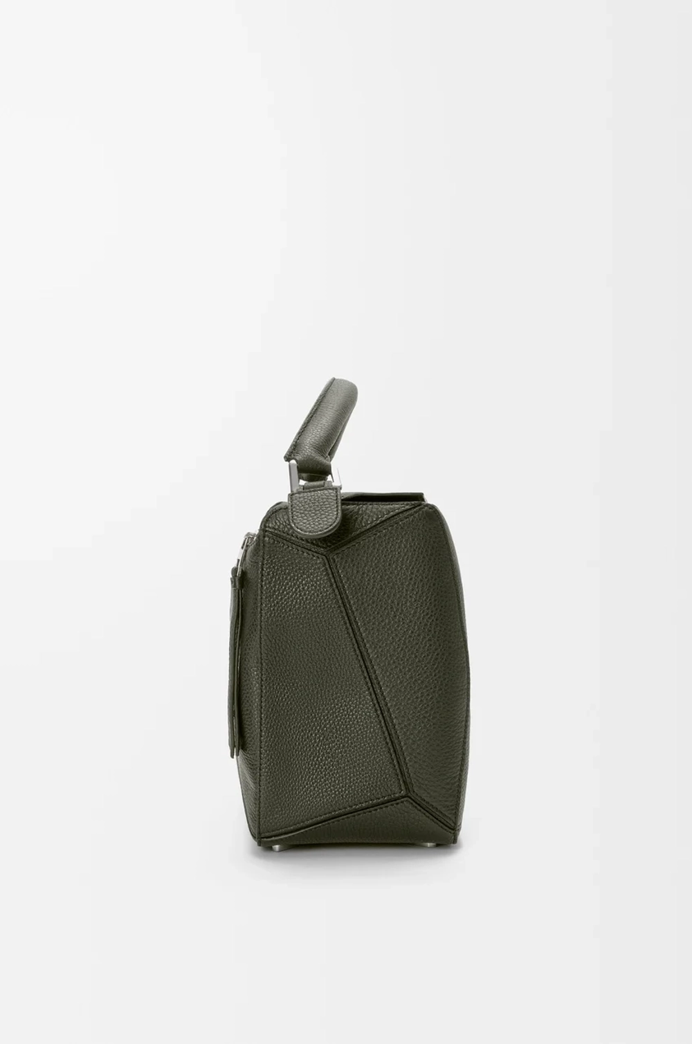 Loewe Большая сумка Puzzle мягкой зернистой телячьей кожи, темный хаки