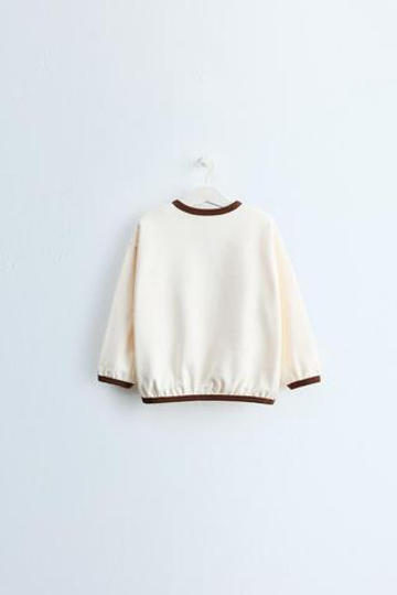 ZARA TIMELESS — ТОЛСТОВКА С КОНТРАСТНЫМ ВОРОТНИКОМ, СВЕТЛЫЙ ЭКРЮ
