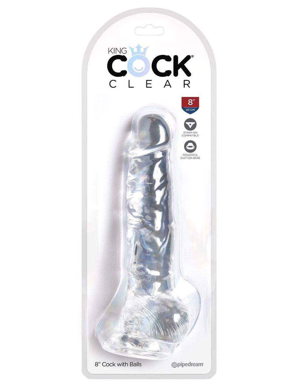 Прозрачный фаллоимитатор 8 Cock with Balls - 22,2 см. (Цвет: прозрачный)