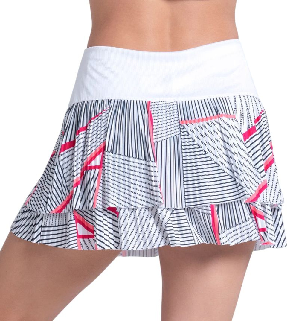 Женская теннисная юбка Lucky in Love Geo Glow Pleated - white