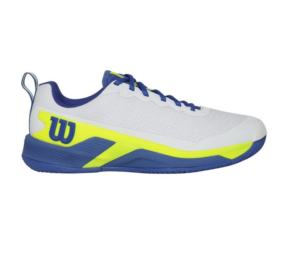 Мужские теннисные кроссовки Wilson Rush Pro 4.5 - white/amparo blue/safety yellow